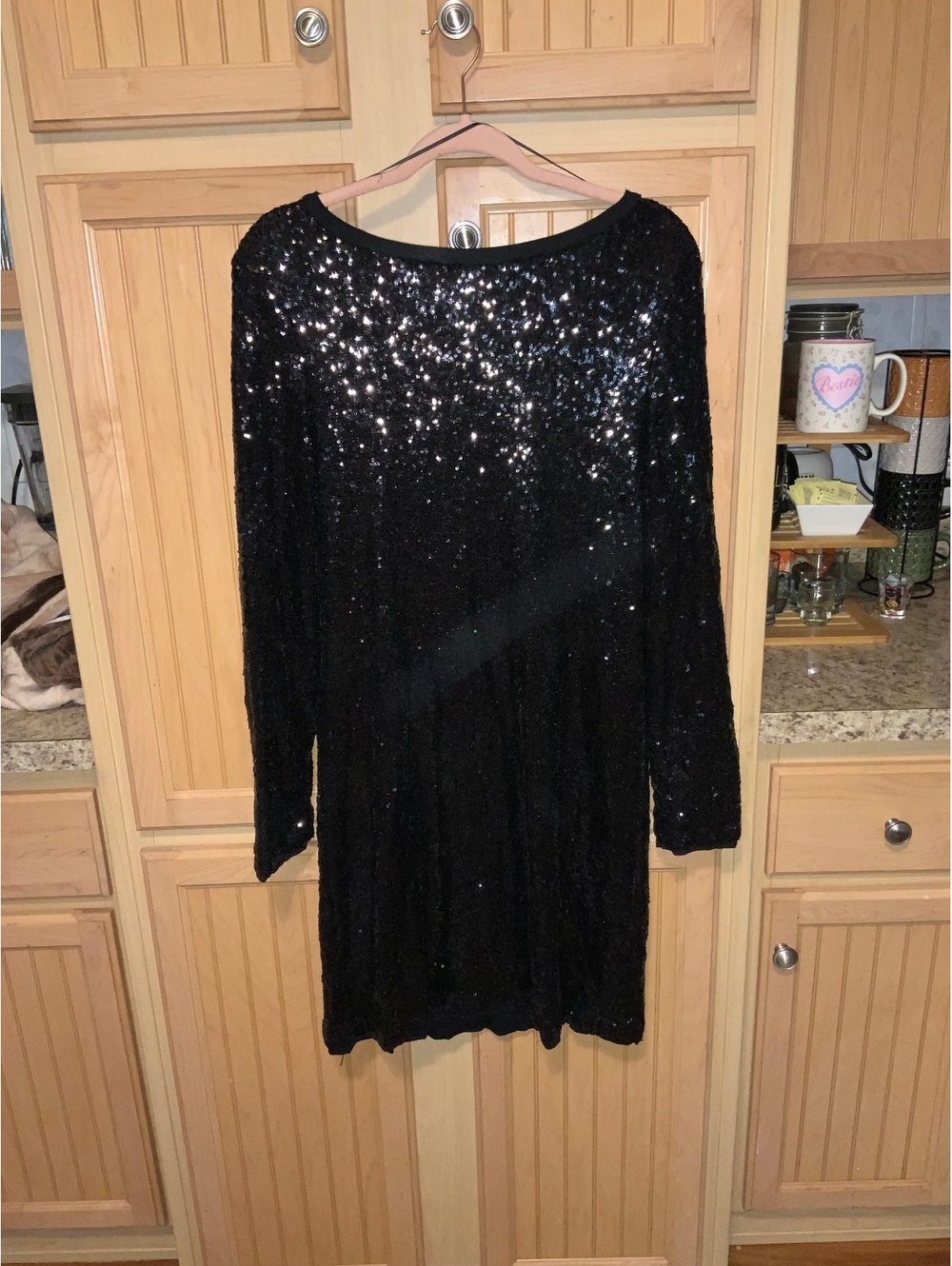 Women’s black sequin dress preowned size large